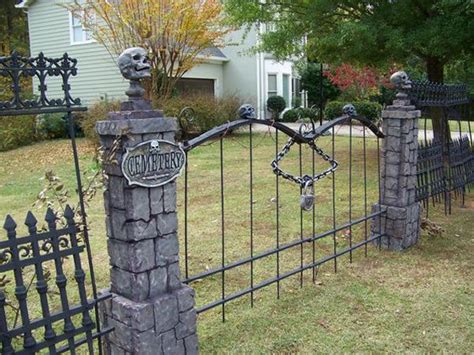 scary metal fence around house|halloween cemetery fencing plans.